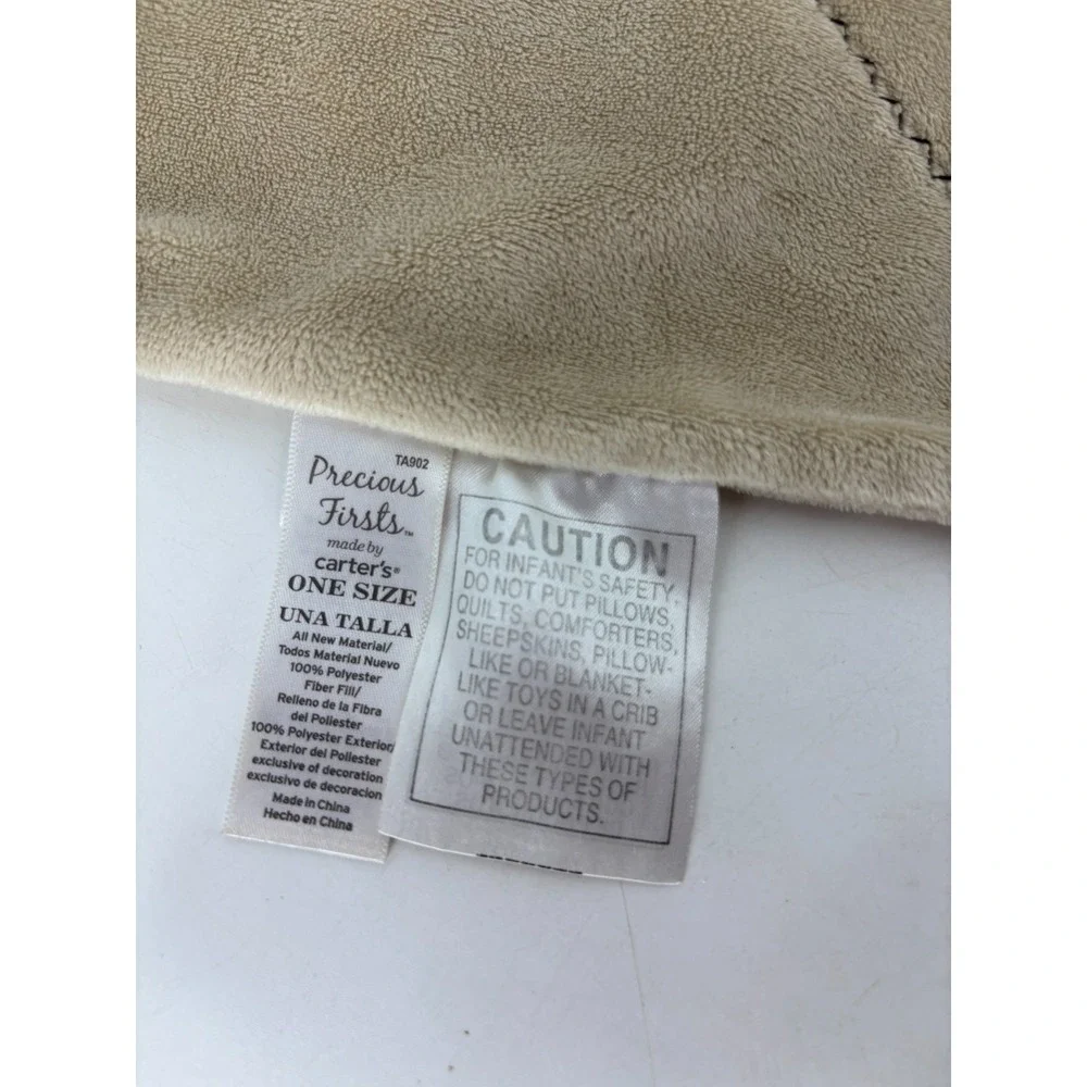 Precious Firsts by Carters Lovey Blankie Blanket Teddy Bear‎ Bow Rattle Tan Soft